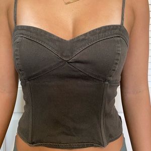 Windsor Strappy Corset Top Green/Grey Size S